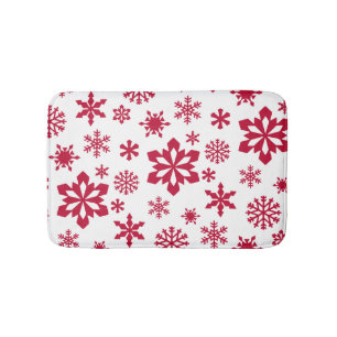 Tapete De Banheiro Padrão moderno de flocos de neve vermelho e branco