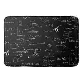 Tapete De Banheiro Padrão Moderno de Matemática em Preto e Branco