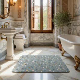 Tapete De Banheiro Padrão Moderno de Terrazzo Suave Neutro