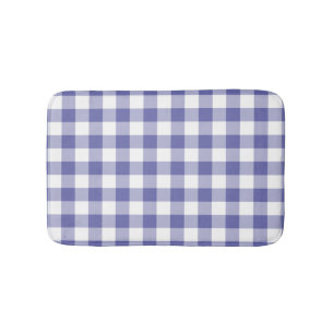 Tapete De Banheiro Padrão Moderno de Verificação de Gingham Azul Peri