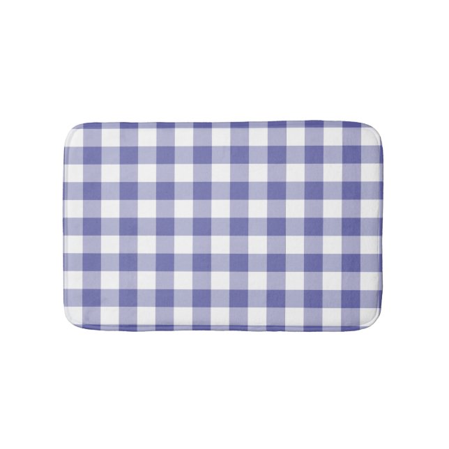 Tapete De Banheiro Padrão Moderno de Verificação de Gingham Azul Peri (frente)