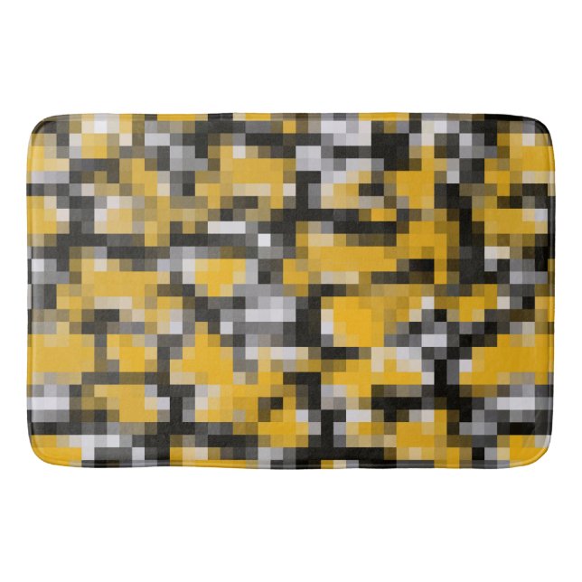 Tapete De Banheiro Padrão Mosaico Branco Amarelo-Amarelo-Trendy Moder (Frente)