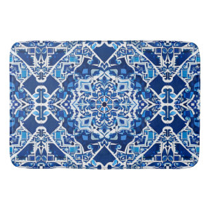 Tapete De Banheiro Padrão mosaico em Indigo e Cobalto Azul