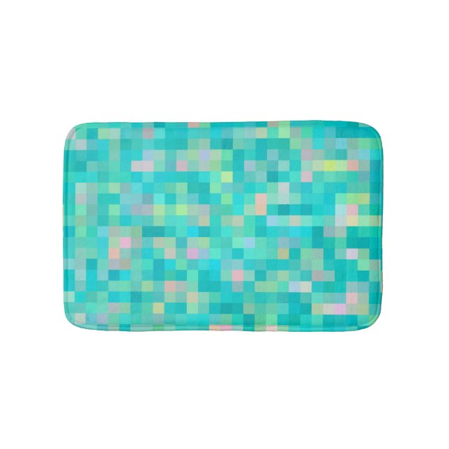 Tapete De Banheiro Padrão Multicolorido de Arte Pixel (frente)