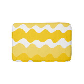 Tapete De Banheiro Padrão ondulado horizontal amarelo e branco