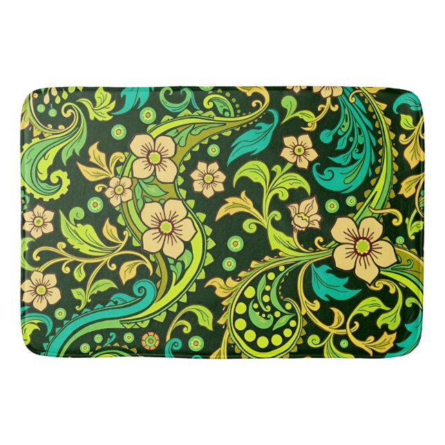 Tapete De Banheiro Padrão Paisley Verde (Frente)