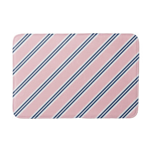 Tapete De Banheiro Padrão Pink and Blue Preppy Stripes