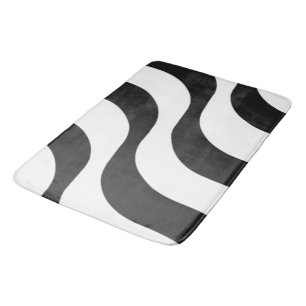Tapete De Banheiro padrão preto + branco faixa zebra moderna