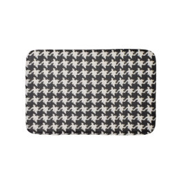 Tapete De Banheiro Padrão Preto Branco Pied-de-Poule