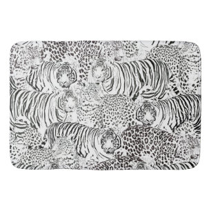 Tapete De Banheiro Padrão Preto De Animais De Tigre-Leopardo