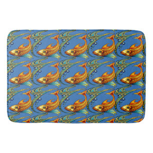 Tapete De Banheiro Padrão Retro Art Nouveau de Peixe Koi