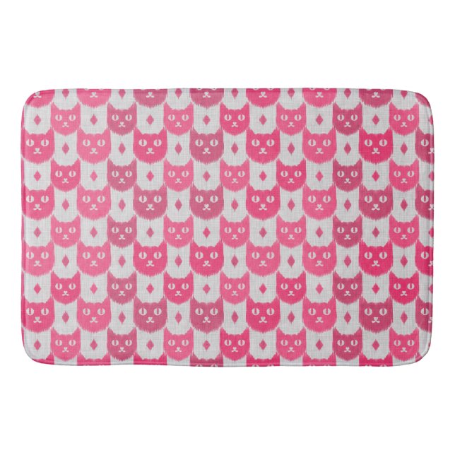 Tapete De Banheiro Padrão rosa icat ikat (Frente)