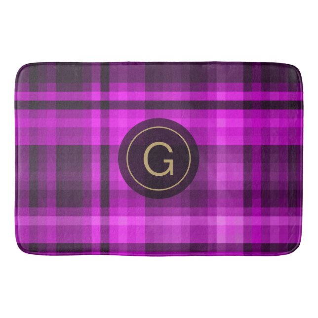 Tapete De Banheiro Padrão Rosa Quente do Madras Personalizado Inicial (Frente)