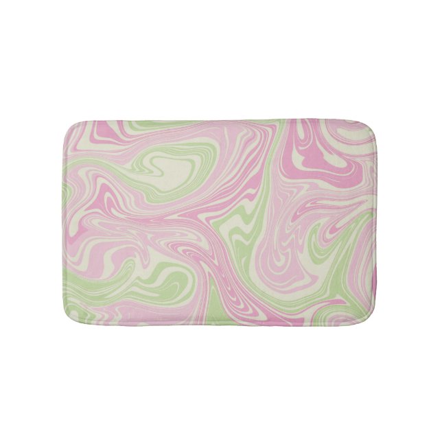Tapete De Banheiro Padrão Rosa Verde Suave Líquido (frente)