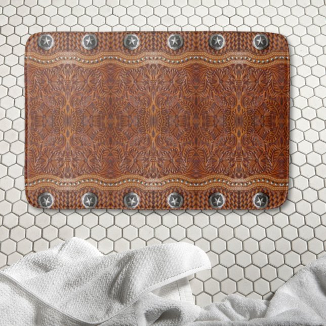 Tapete De Banheiro Padrão Rustic Southwest Cowboy Oeste (Rustic Southwest Cowboy Western Country Pattern Bath Mat)