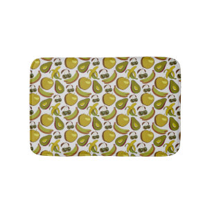 Tapete De Banheiro Padrão sem costura de fruta tropical amarelo e bra