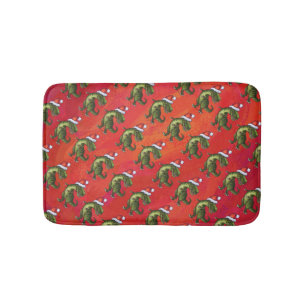Tapete De Banheiro Padrão TRex Dino flexível em vermelho