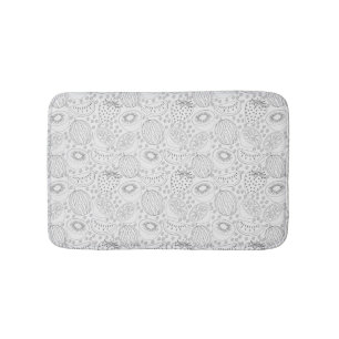 Tapete De Banheiro Padrão uniforme de fruta tropical preto e branco