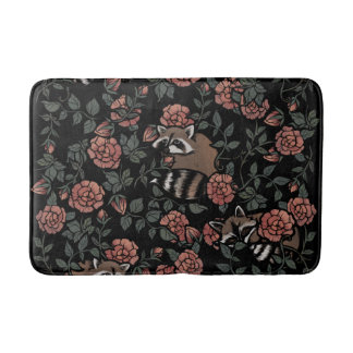 Tapete De Banheiro Padrão Vintage Dusty Rosa Raccoons