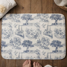 Padrão Vintage Francês Country "Toile de Jouy Azul