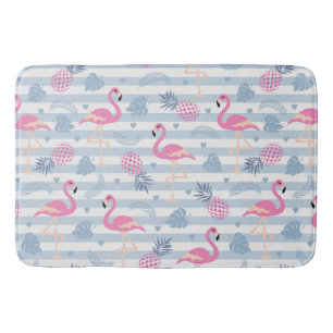 Tapete De Banheiro Padrão Whimsical Flamingo & Pineapple