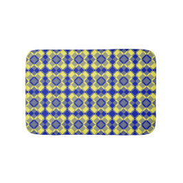 Tapete De Banheiro Padrão Xadrez Argyle Azul Amarelo