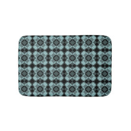 Tapete De Banheiro Padrão Xadrez Azul Preto Argyle