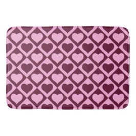 Tapete De Banheiro Padrão Xadrez Coração Personalizado Bordeaux Rosa 
