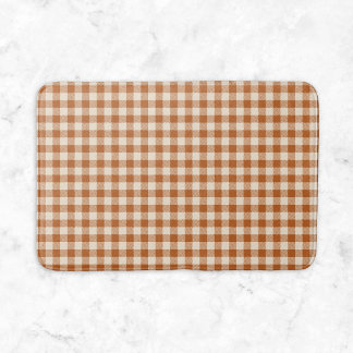 Tapete De Banheiro Padrão Xadrez Laranja Queimado de Outono