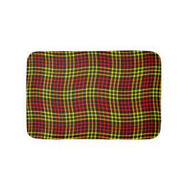 Tapete De Banheiro Padrão Xadrez Quadriculado Amarelo Vermelho Sem Co