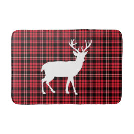 Tapete De Banheiro Padrão Xadrez Tartan Vermelho Clássico