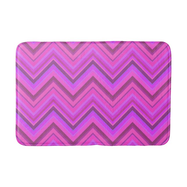 Tapete De Banheiro Padrão zigzag de listras rosa (Frente)