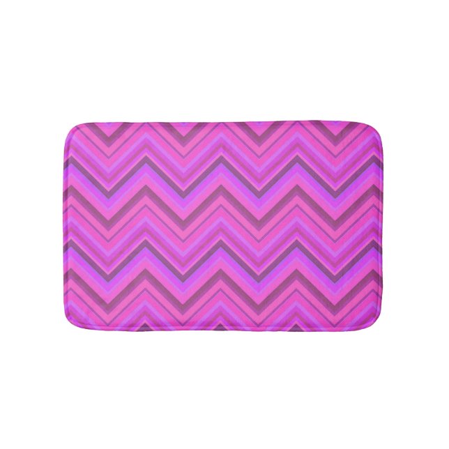Tapete De Banheiro Padrão zigzag de listras rosa (frente)
