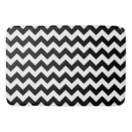 Tapete De Banheiro Padrão Zigzag preto e branco, padrão Chevron