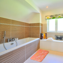 Tapete De Banheiro Padrões de aquarelas cor-de-rosa laranja amarelo