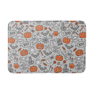 Tapete De Banheiro Padrões de Doodle de Halloween para Crianças Bonit