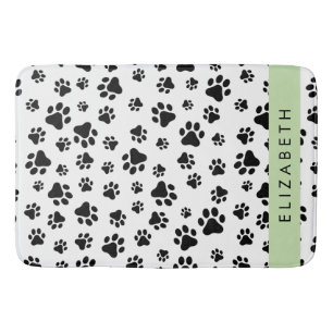 Tapete De Banheiro Padrões de pata, patas de cão, preto e branco, seu