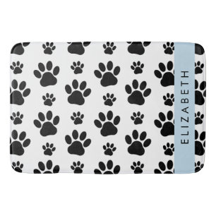 Tapete De Banheiro Padrões de pata, patas de cão, preto e branco, seu