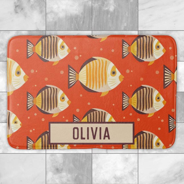 Tapete De Banheiro Padrões de Peixes Tropicais (Criador carregado)