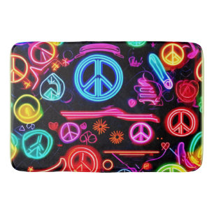 Tapete De Banheiro Padrões de Símbolo de Paz Neon