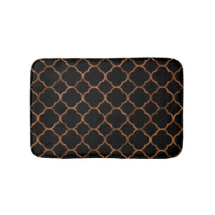 Tapete De Banheiro Padrões de Trevo Preto Dourado Rústico Elegantes e