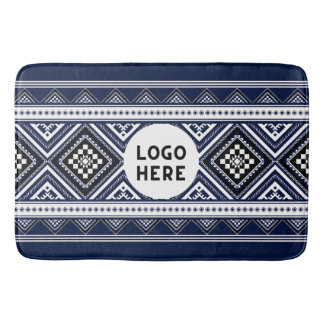 Tapete De Banheiro Padrões étnicos Abstrato preto com logotipo