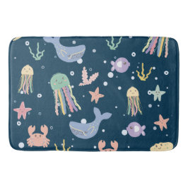 Tapete De Banheiro Padrões sem costura para a vida marinha