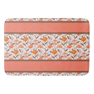 Tapete De Banheiro Painel bonito Coral e Floral Laranja 
