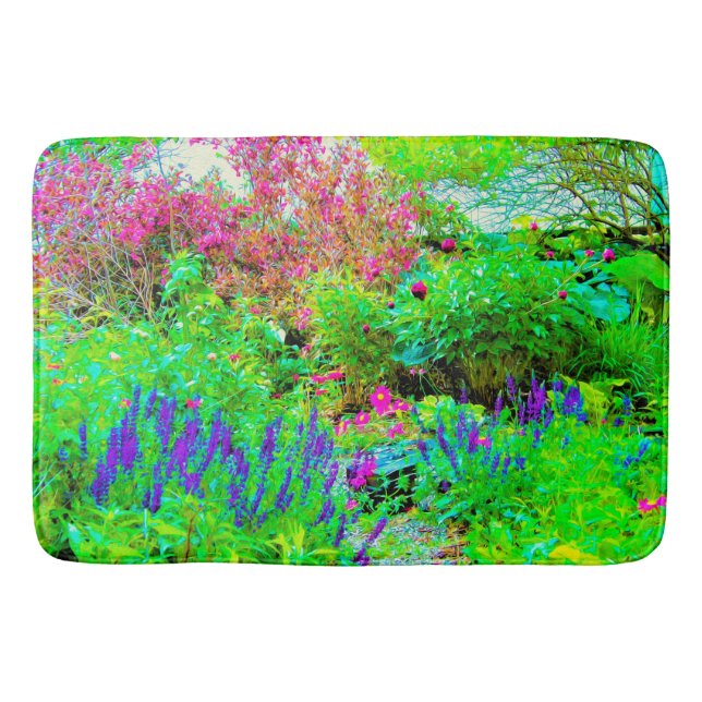 Tapete De Banheiro Paisagem Primavera verde do jardim com peônias (Frente)