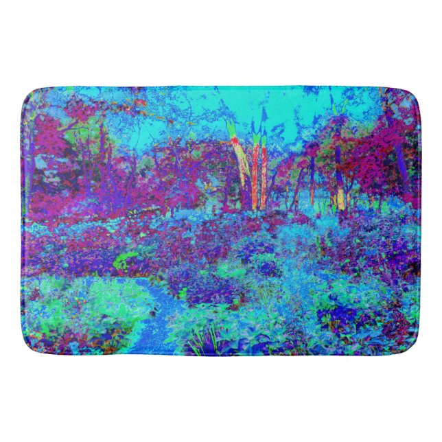 Tapete De Banheiro Paisagem Psicodélica Impressionista de Jardim Azul (Frente)