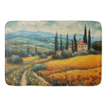 Paisagem Rural de Tuscany Dourada com Flores Silve