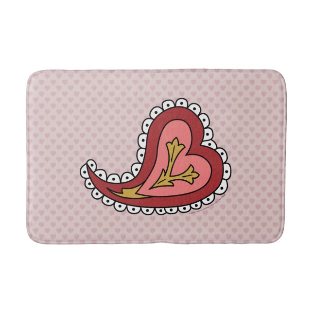 Tapete De Banheiro Paisley Heart Bath Mat (Frente)