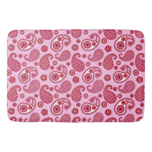 Tapete De Banheiro Paisley Pattern, Peppermint Rosa e Branco