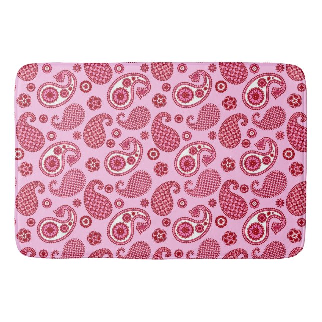 Tapete De Banheiro Paisley Pattern, Peppermint Rosa e Branco (Frente)